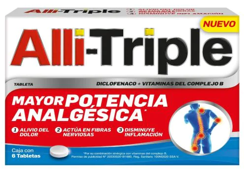 ALLI-TRIPLE (DICLOFENACO/COMPLEJO B) TAB 50/50MG C6