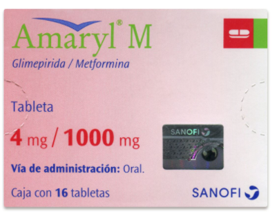 AMARYL M (GLIMEPIRIDA/METFORMINA) TAB 4MG/1000MG C16