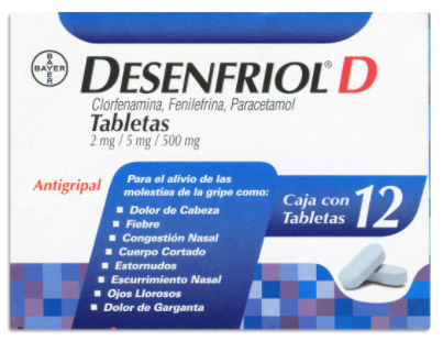 DESENFRIOL D (CLORFENAMINA/FENILEFRINA/PARACETAMOL) TAB C12