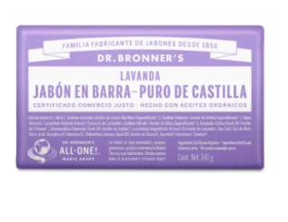 JABON DE CASTILLA BARRA LAVANDA 140G DR BRONNER´S