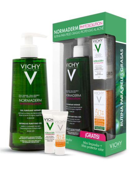 KIT VICHY NORMADERM GEL PHYTO SOLUTION 400ML +FPS50+MINILIMPIADOR