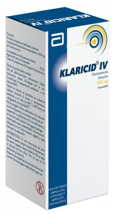 KLARICID (CLARITROMICINA) FCO AMP 500MG