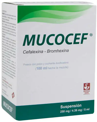 MUCOCEF (CEFALEXINA/BROMHEXINA) SUSP 250/4.39MG 100ML