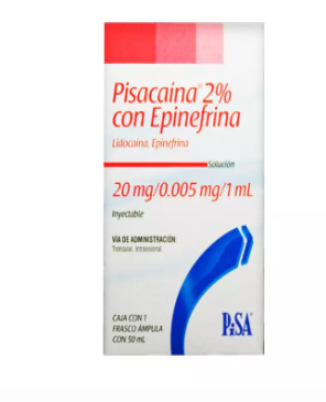 PISACAINA 2% CON EPINEFRINA FCO AMP 20MG/0.005MG/1ML 50ML