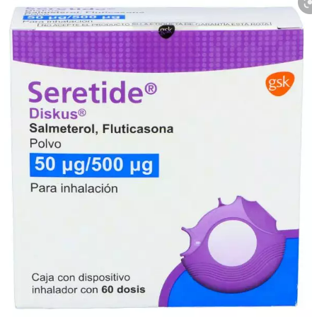 SERETIDE DISKUS (SALMETEROL/FLUTICASONA) 50/500MCG 60 DOSIS