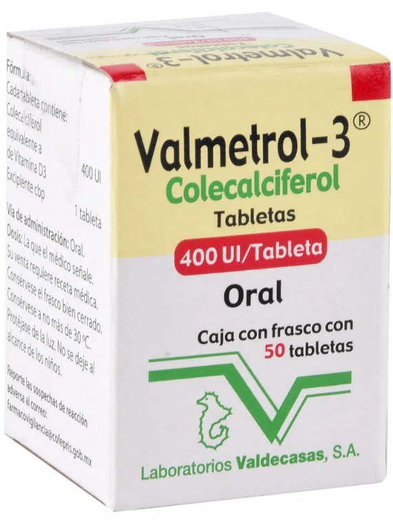 VALMETROL-3 (COLECALCIFEROL) TAB 400UI C50