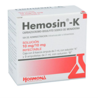 HEMOSIN-K (CARBAZOCROMO, BISULFITO SODICO DE MENADIONA) AMP 10MG 5ML C3