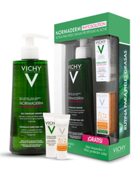 [7509552751833] KIT VICHY NORMADERM GEL PHYTO SOLUTION 400ML +FPS50+MINILIMPIADOR