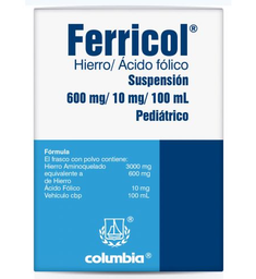 [7506400900733] FERRICOL PED (HIERRO/ACIDO FOLICO) SUSP 600MG/10MG/100ML 45ML